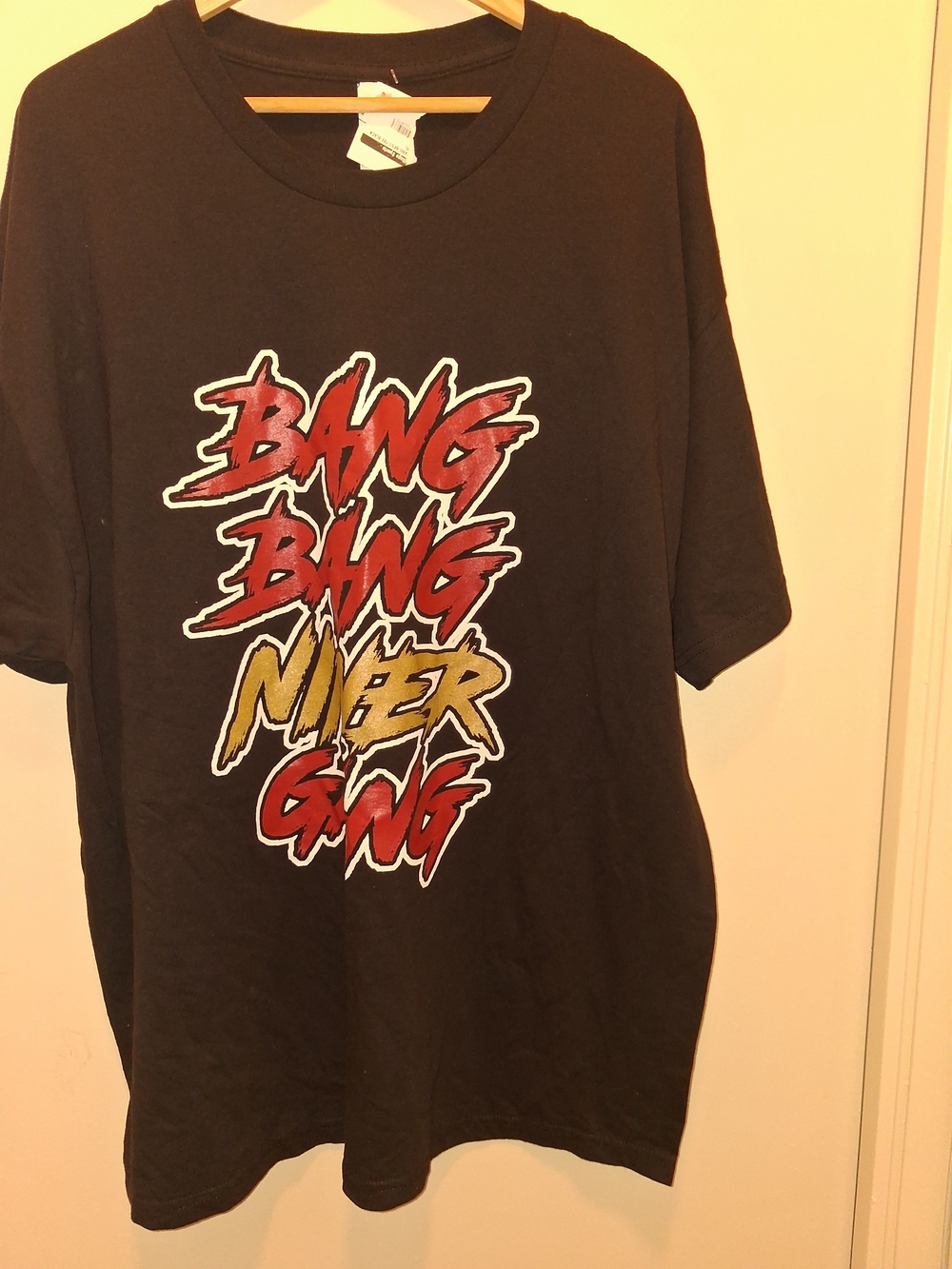 American Apparel Black Short-Sleeve Tee with Red and Gold Graphic